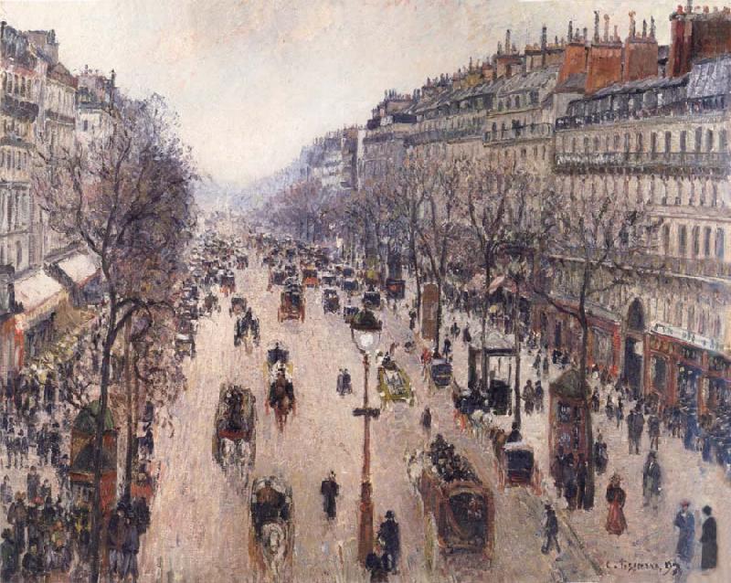 Boulevard Montmartre,morning cloudy weather, Camille Pissarro
